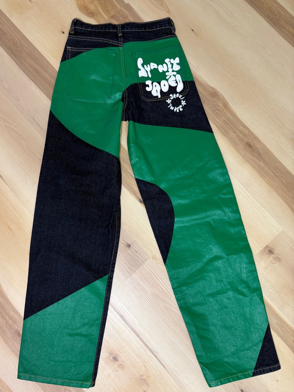 Jaded London x Sydney Carlson Green Colorblock Baggy Jeans Size 24